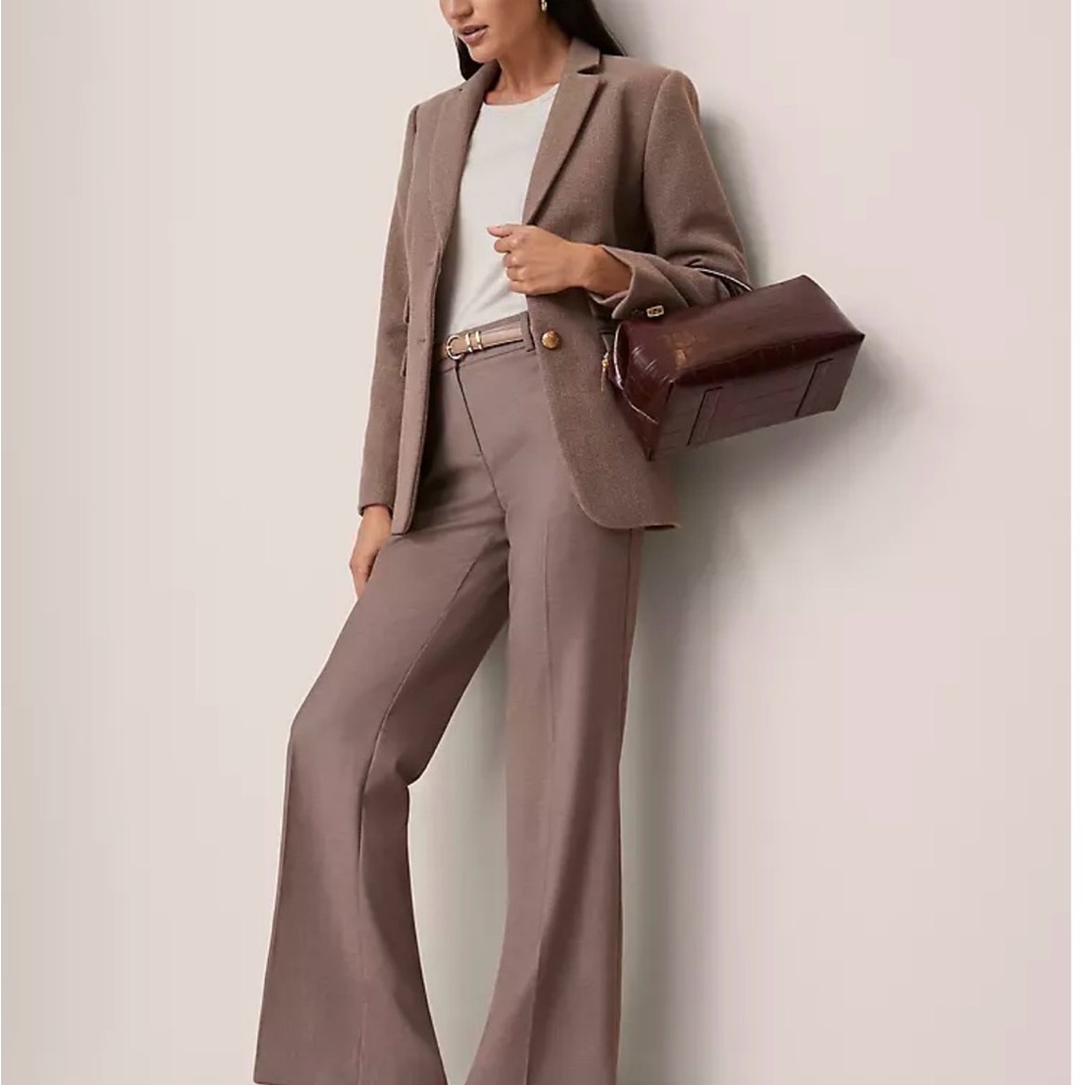 Ann Taylor Greenwich Blazer and Jayne Pants in Cardamom Heather